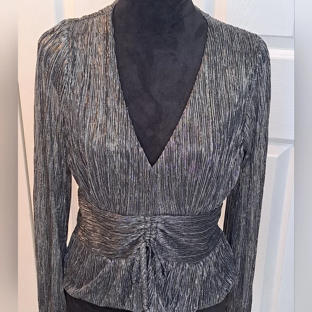 Sofia Vergara Metallic Cropped Blouse Size XL